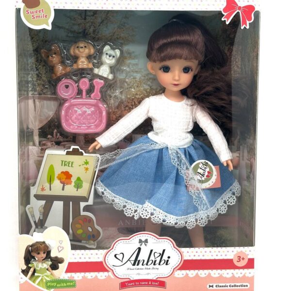 MUÑECA ANBIBI ARTICULADA CON OJITOS DE VIDRIO Y TRAJE ELEGANTE